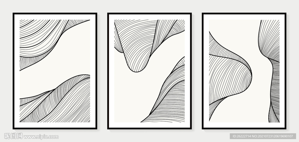 黑白线条装饰画