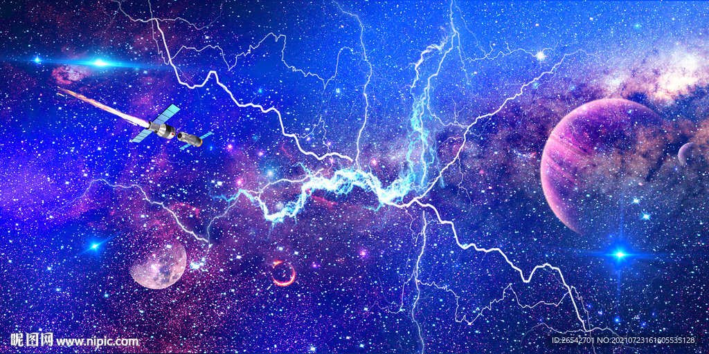 闪电星空