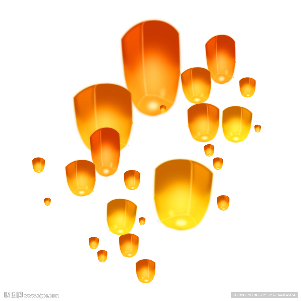 黄色孔明灯插画元素