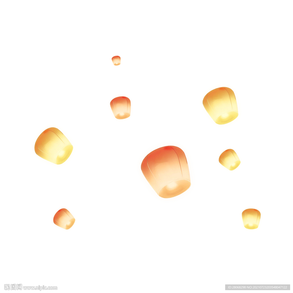 黄色孔明灯插画元素