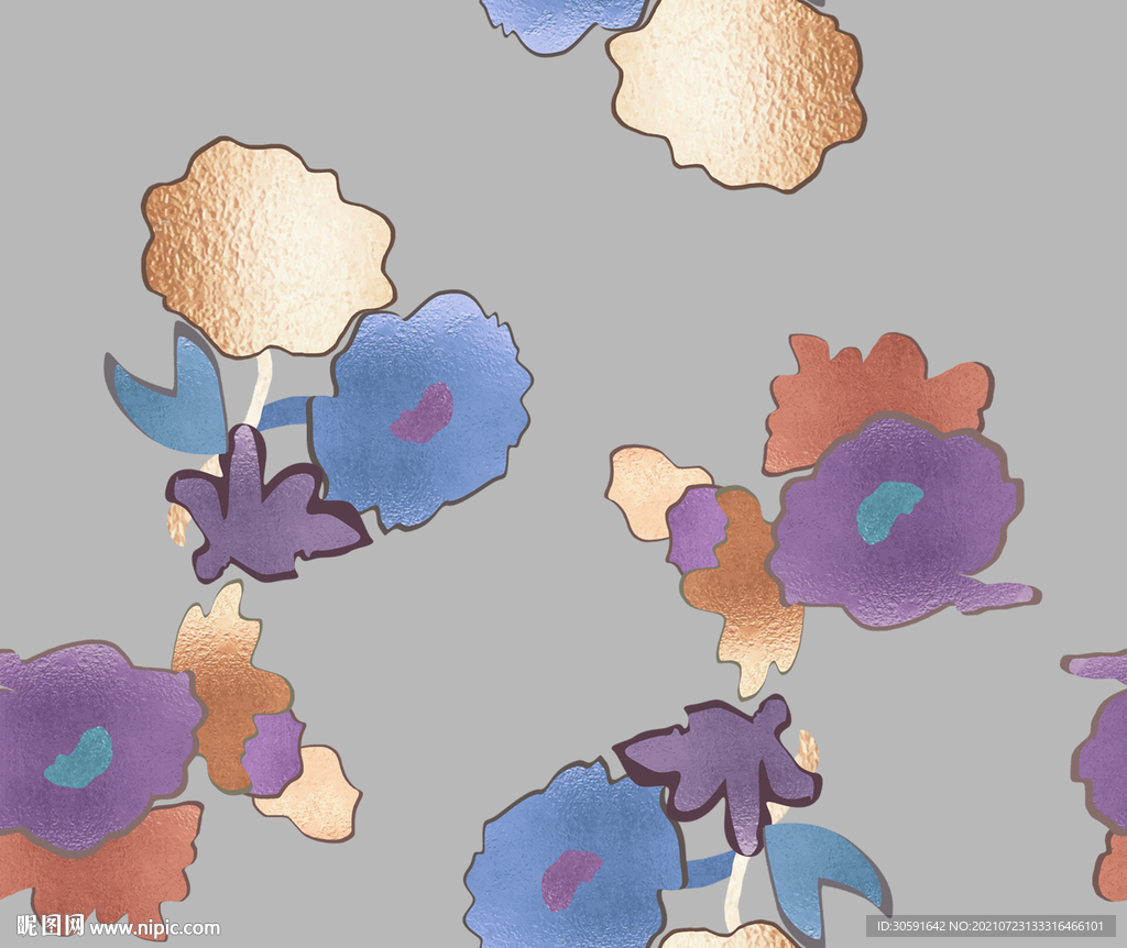 数码印花  手绘花   小碎花