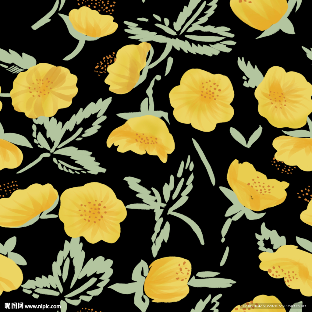 数码印花  手绘花   小碎花