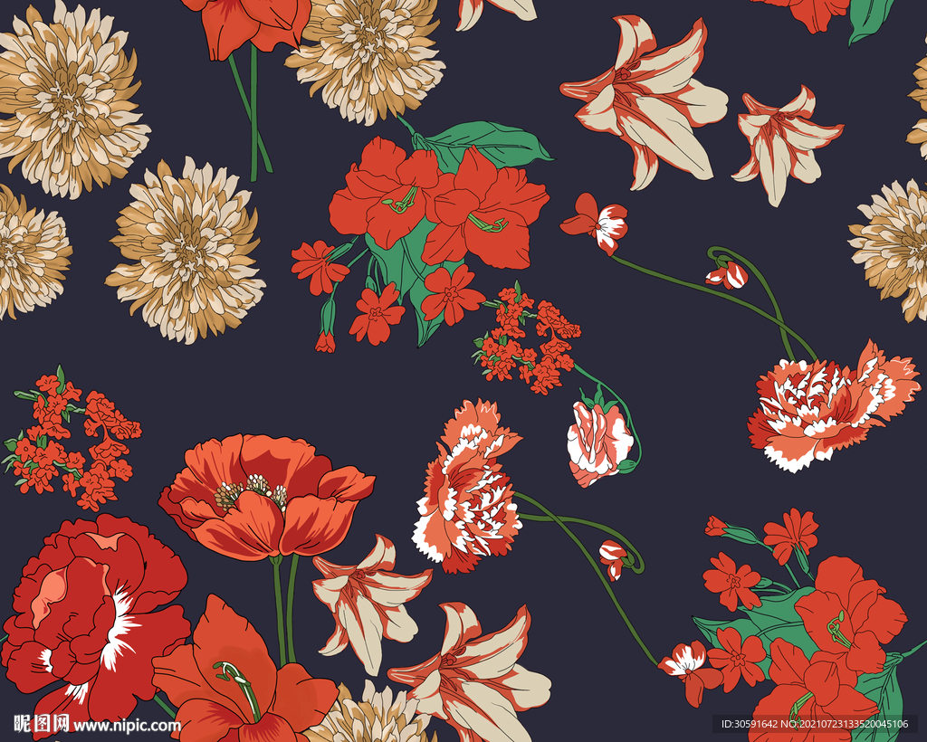 数码印花  手绘花   小碎花