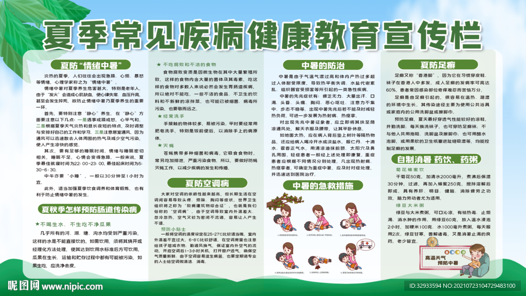 夏季常见病健康教育宣传栏