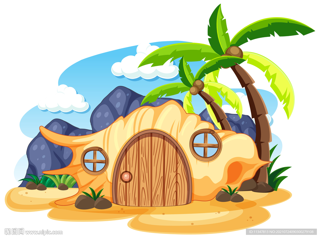 海边贝壳海螺小屋卡通造型