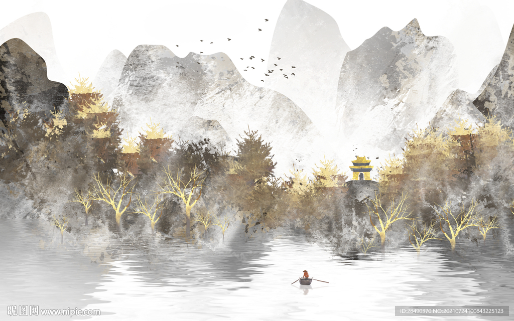 新中式山水背景