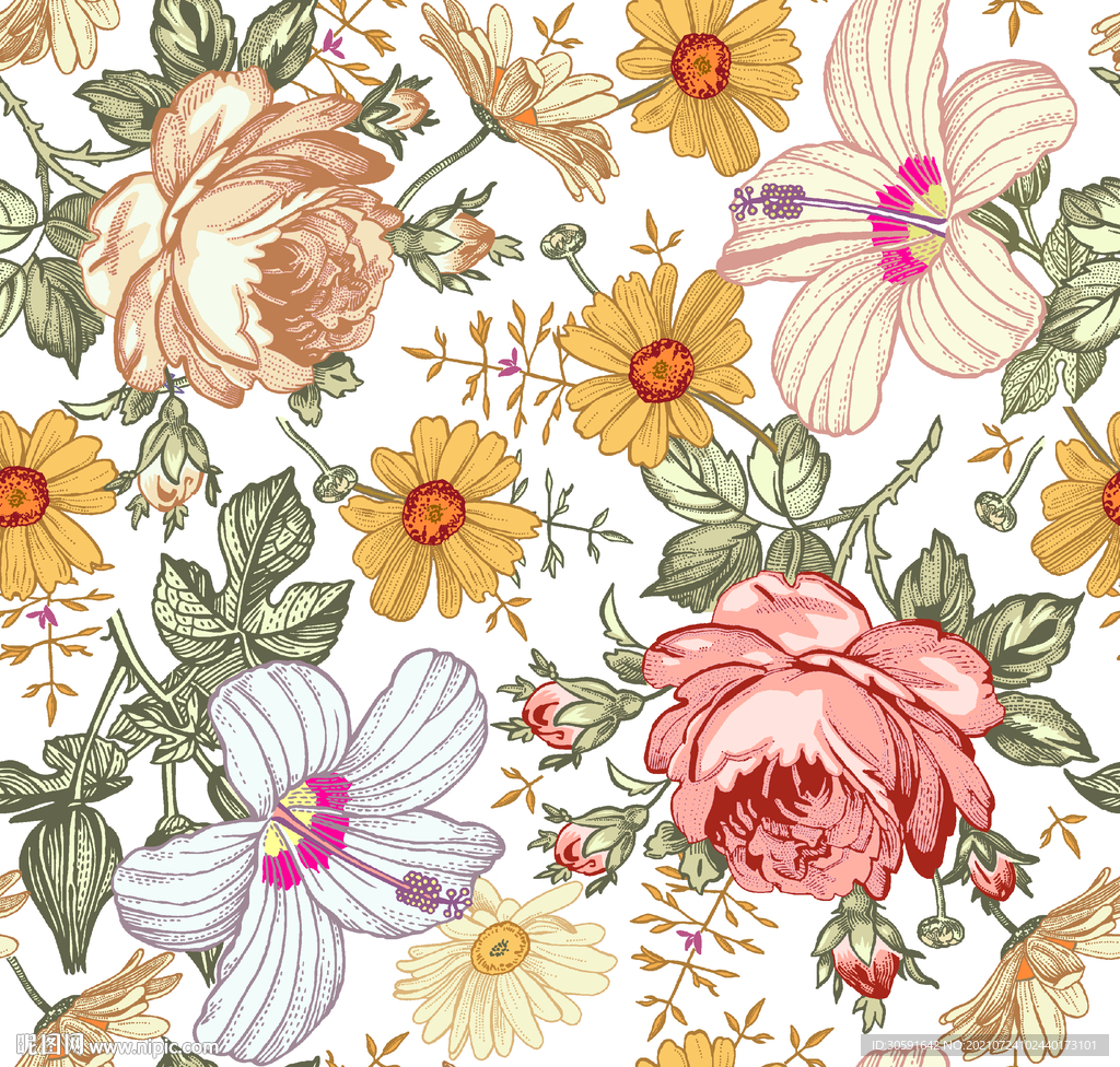  花朵  数码印花  