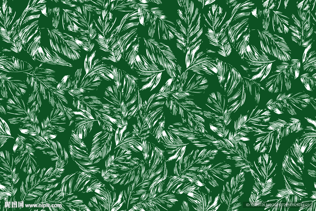 线条树叶匹印数码印花