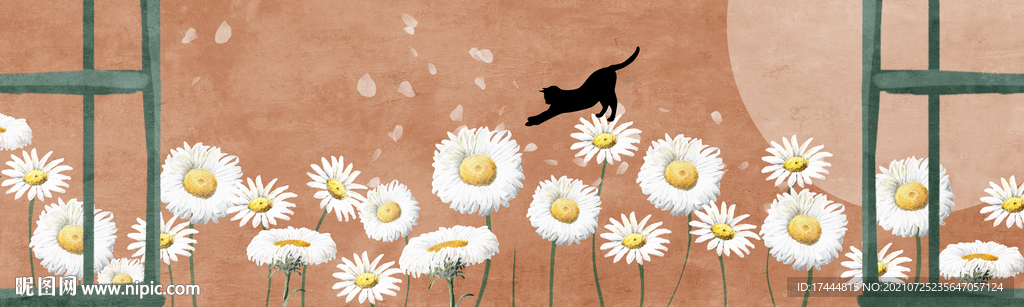 新中式手绘花鸟水彩肌理床头画