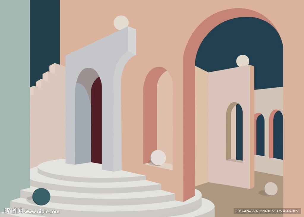 莫兰迪几何门背景墙