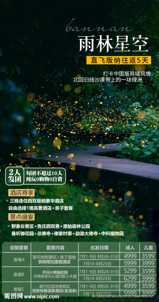云南西双版纳旅游海报