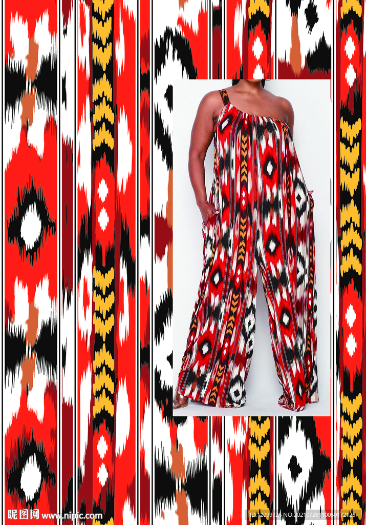 红色大牌菱形数码印花