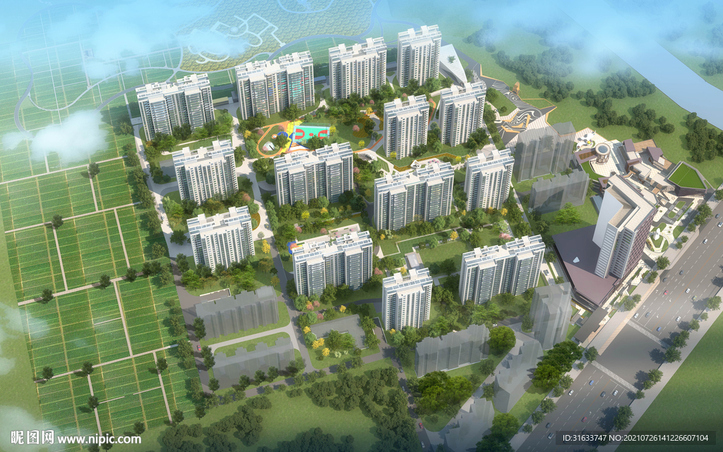 住宅商业鸟瞰图
