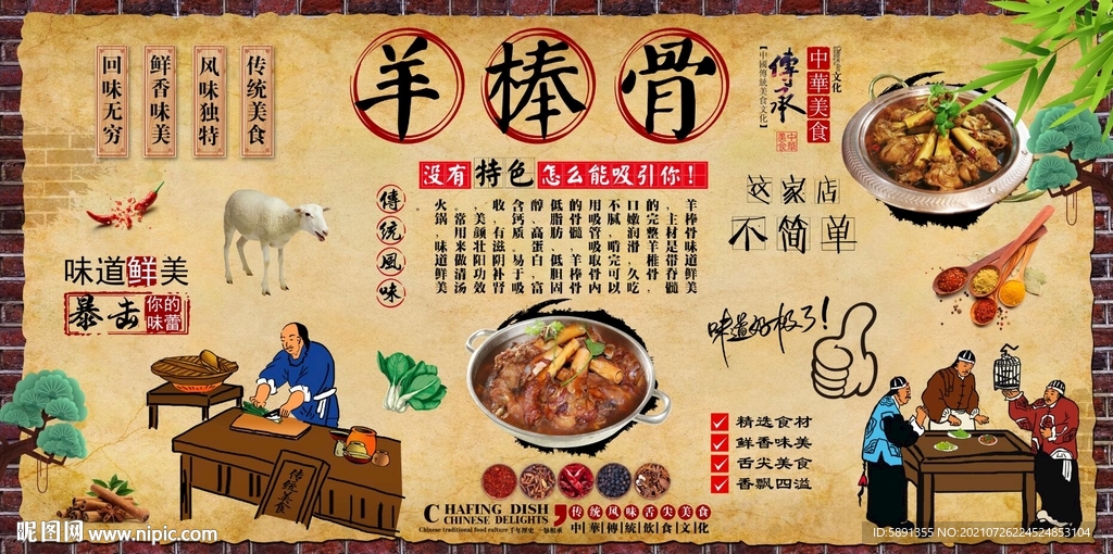 羊棒骨背景墙