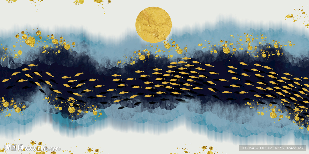 晶瓷画 彩绘 鱼群