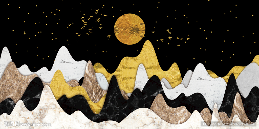 山川抽象画 晶瓷画