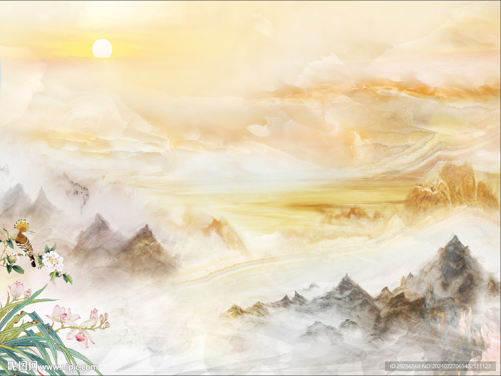 大理石纹山水背景墙