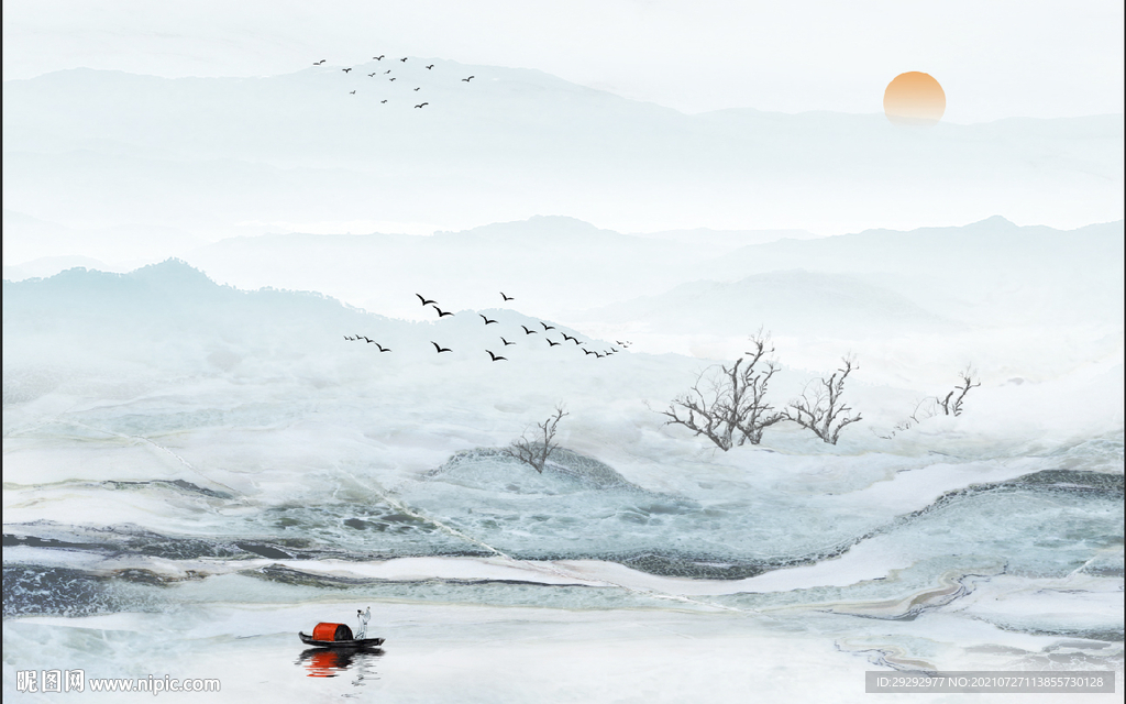 抽象山水背景墙