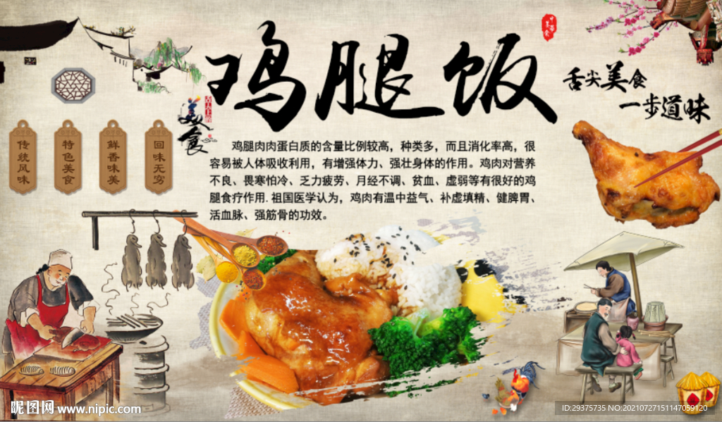 鸡腿饭工装背景墙