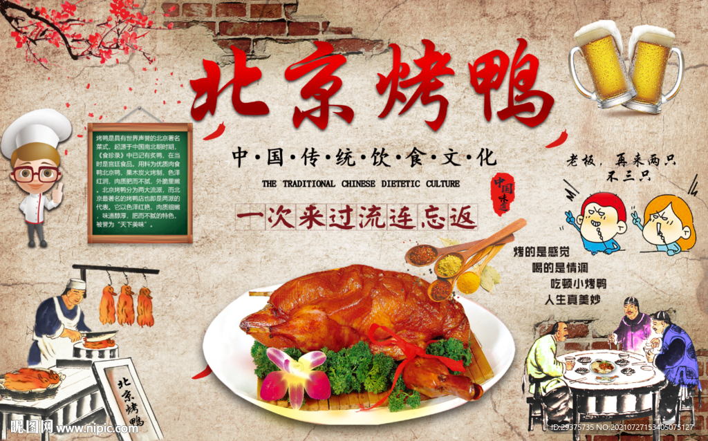 北京烤鸭工装背景墙