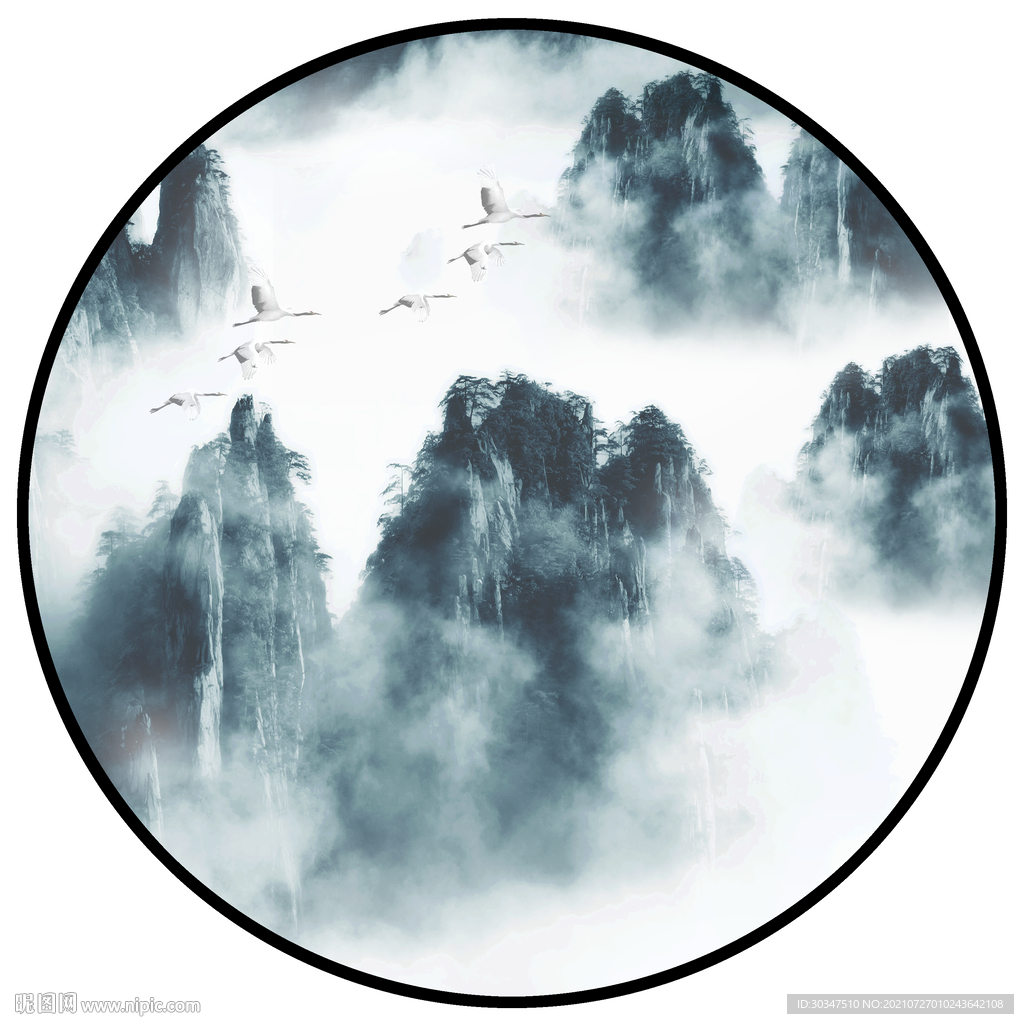 高山流水意境装饰画