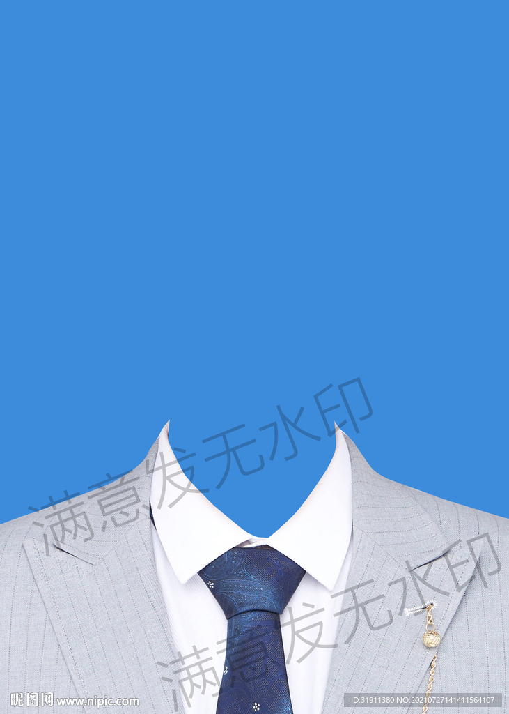 蓝色领带西装模板