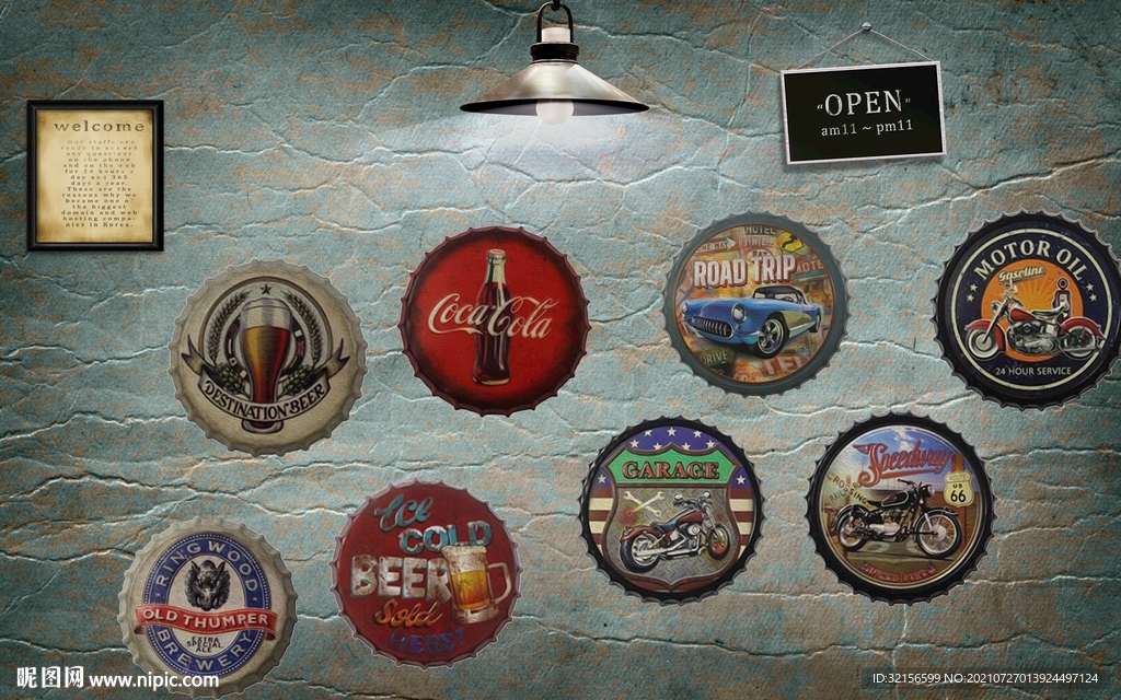 复古酒吧背景墙 怀旧背景