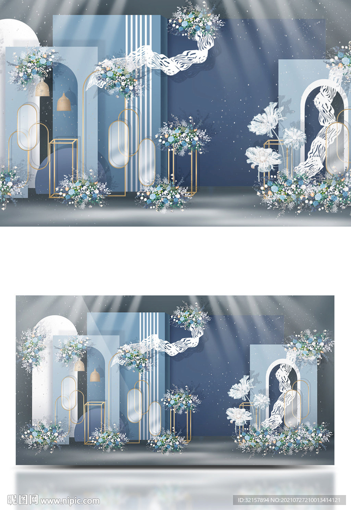 雾霾蓝婚礼留影区效果图
