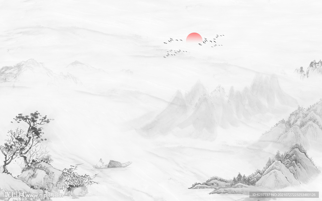 新中式山水画 