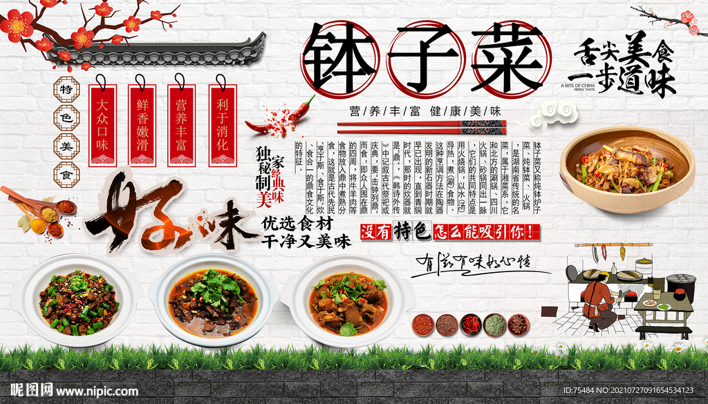 钵子菜背景墙