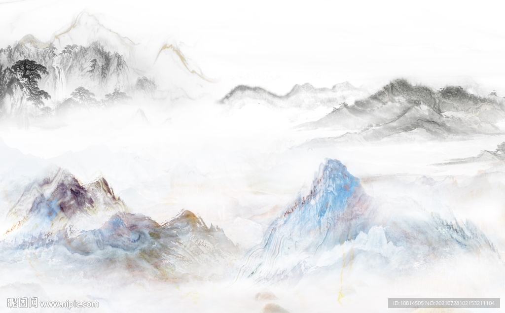 新中式山水背景墙