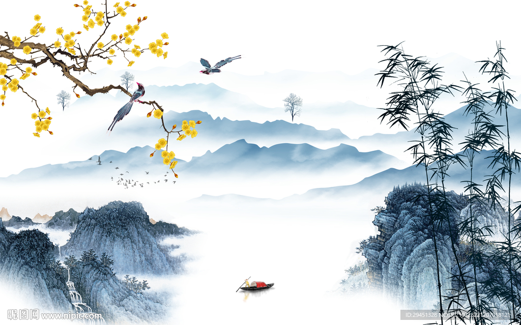 花鸟意境新山水 tif分层图