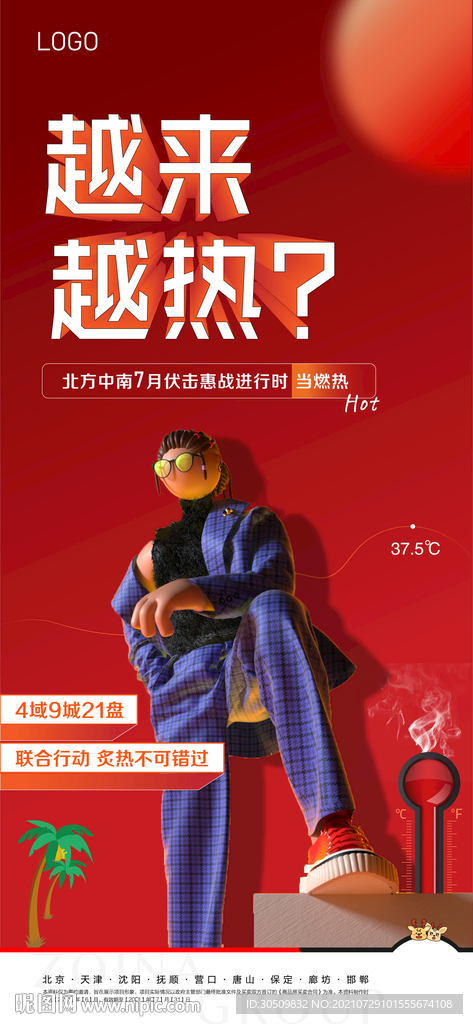 热潮海报 炎热 高温海报