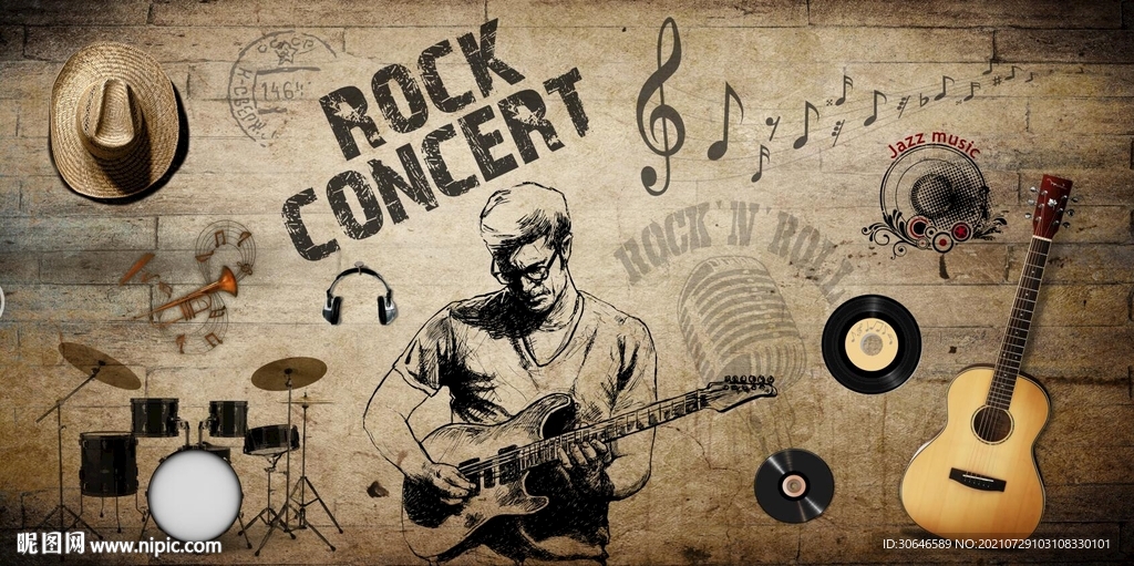 涂鸦摇滚吉他音乐人物rock