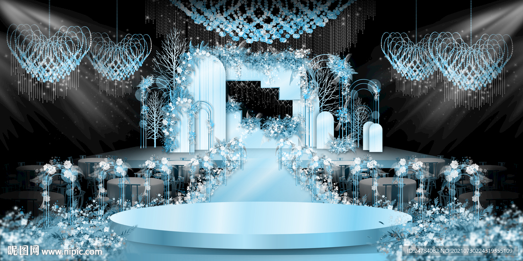 蓝色婚礼舞台设计