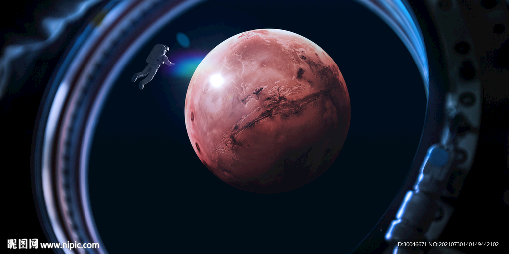 航天器探索火星主视觉背景