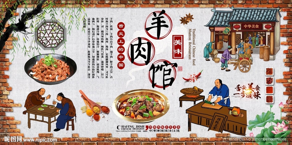 羊肉馆背景墙