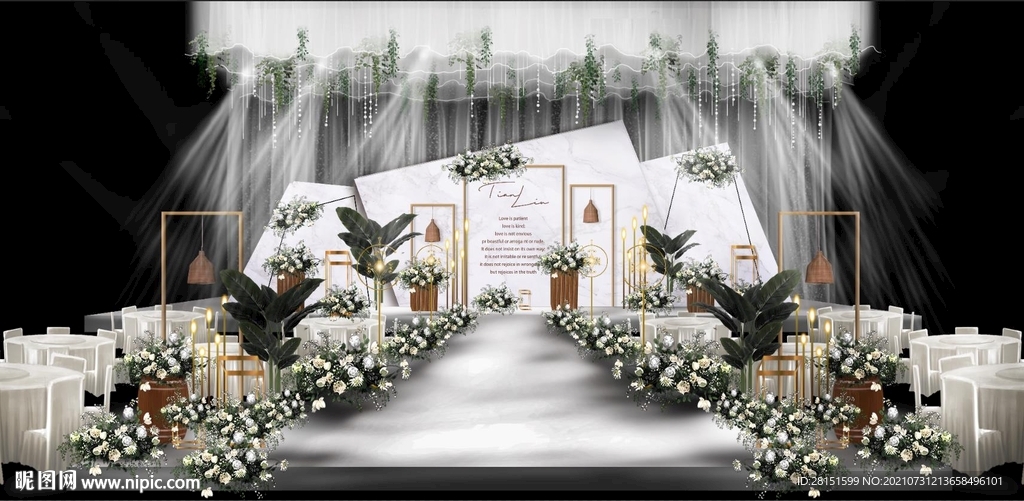 白绿色婚礼仪式区图片