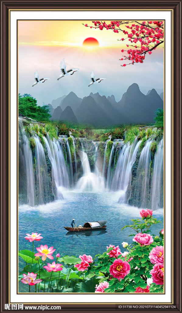 竖幅山水画