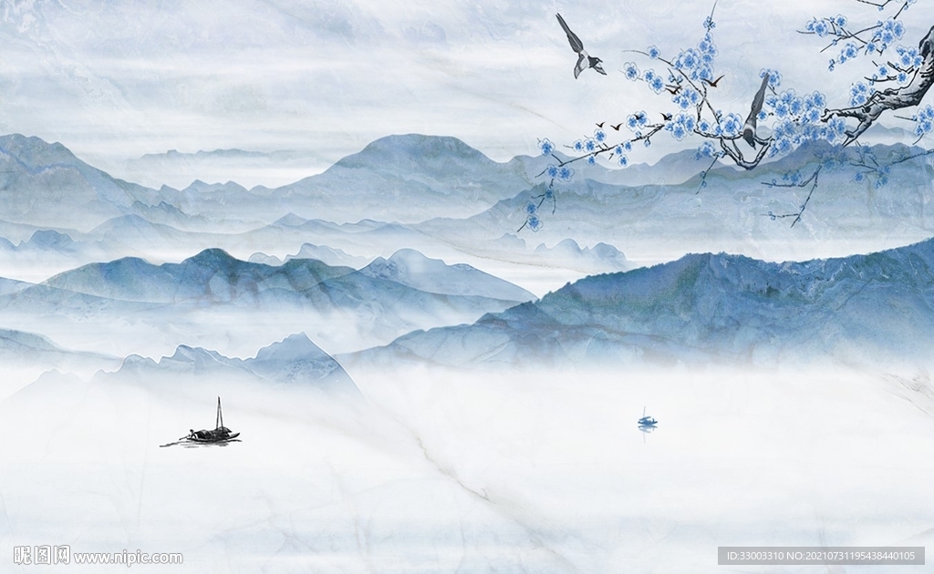 新中式山水背景墙