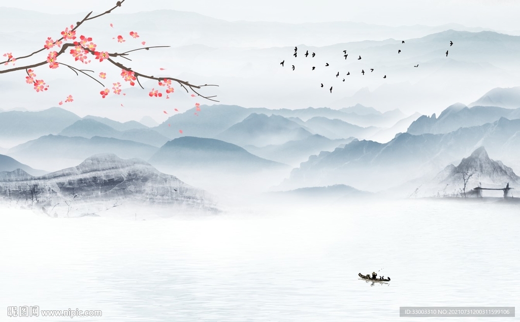 新中式山水背景墙