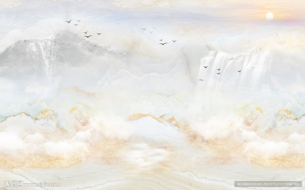 新中式山水背景墙