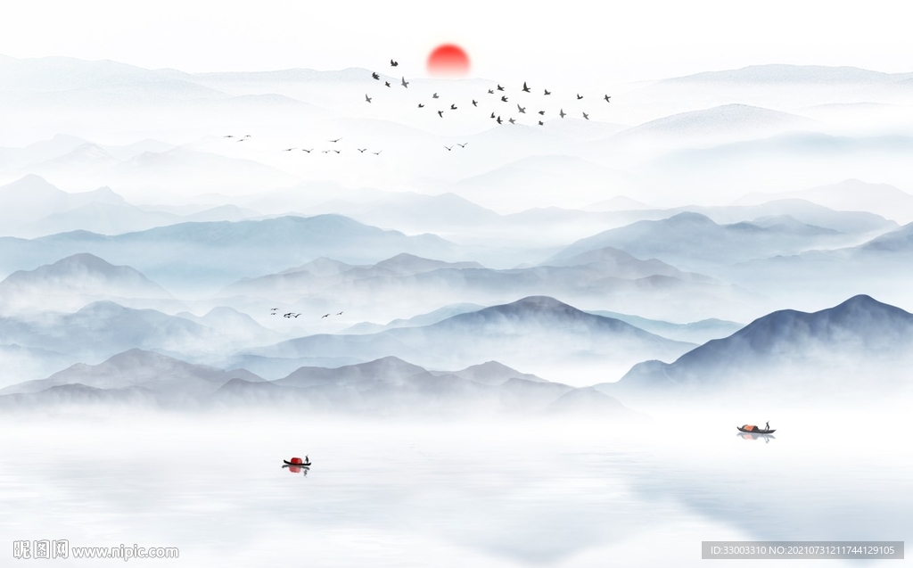 新中式山水背景墙