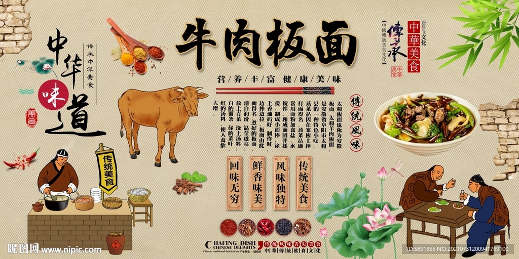 牛肉板面背景墙