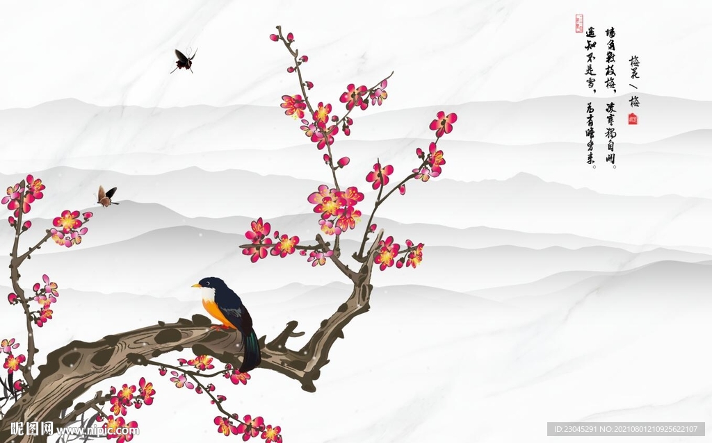 新中式山水背景墙