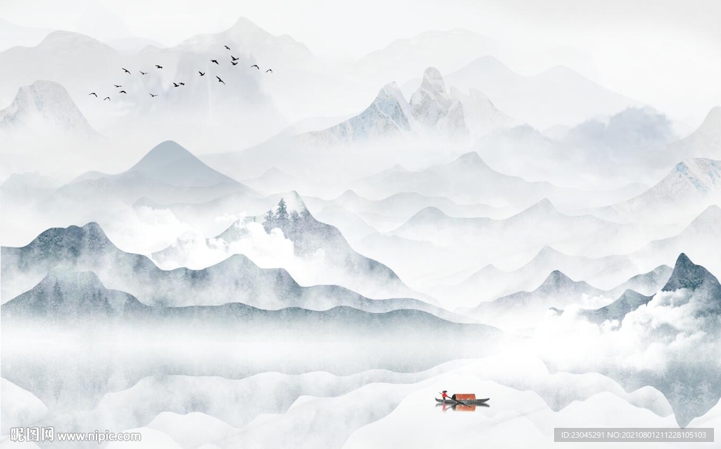 新中式山水背景墙