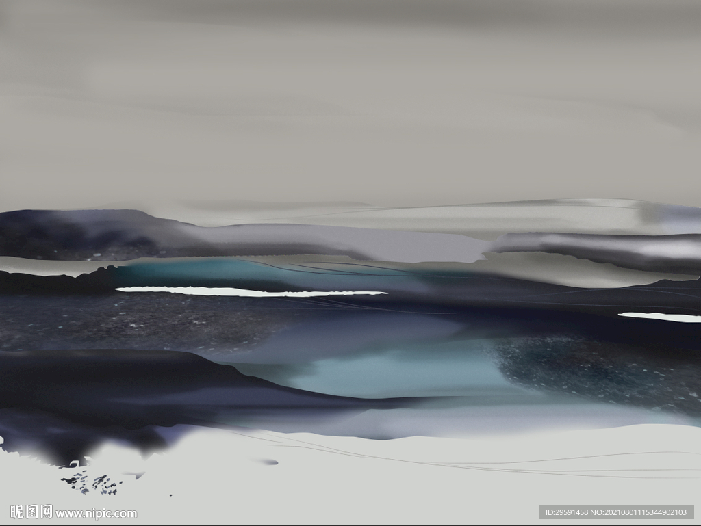 湖泊装饰画背景墙