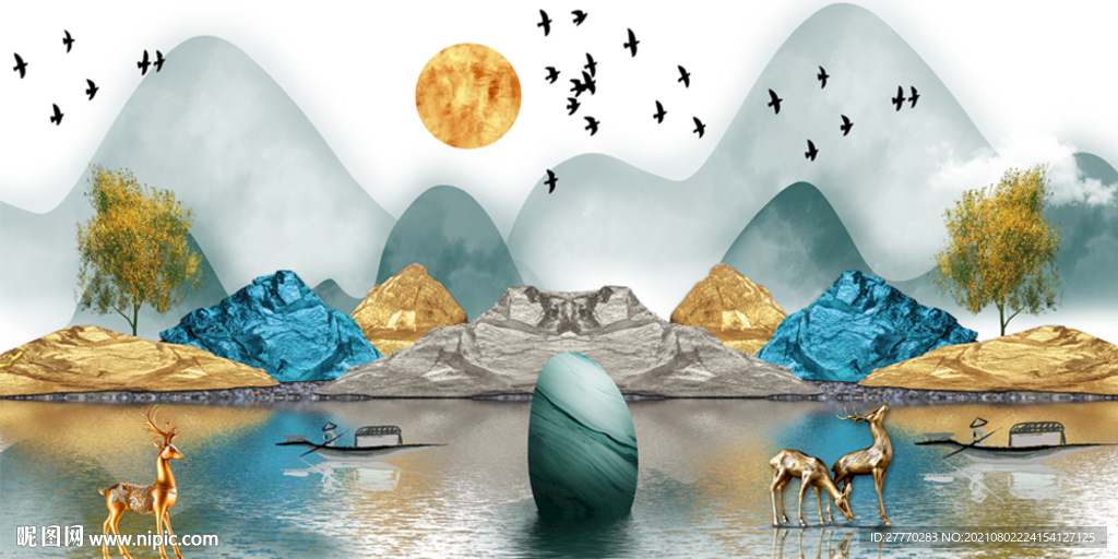 石来运转麋鹿山水