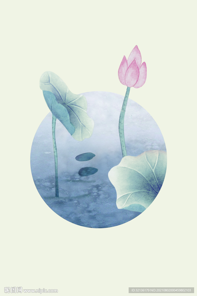 新中式荷花装饰画