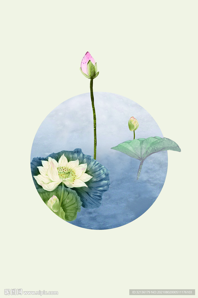 新中式荷花装饰画